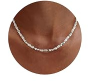 Dochais Pearl Necklace for Women Silver Necklace with 4x6mm Irregular Pearls Choker for Wedding Graduation Ball Bride Pearls Jewellery Gift, 40+5cm
