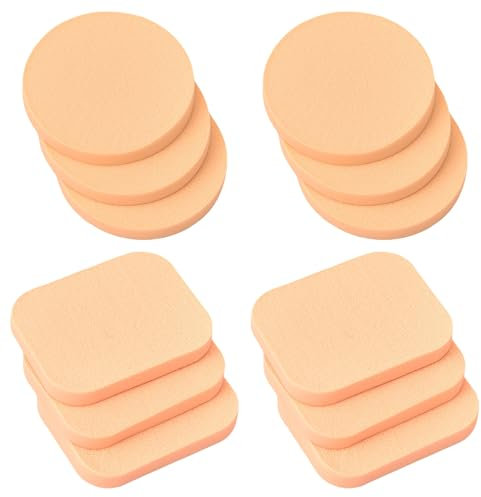 vaolmlop 12 Packungen Gesichtsschwämme, Make-Up-Schwamm,Erwachsene,Unisex, Schaumstoffschwämme,Für Flüssige Grundierung Foundation Puder Kosmetik Applikatoren(Hautfarbe)