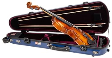 Crossrock Estuche para violín de Fibra de Vidrio de tamaño 4/4, Acabado Azul Marino Brillante, candado TSA, Ligero, protección Resistente, Interior de Terciopelo de Felpa, Azul Marino, 4/4 Violin
