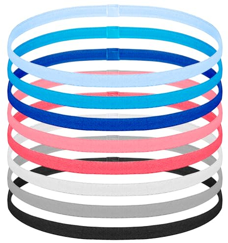 8 diademas para el pelo para niños, deportivas, delgadas, para hombre, elásticas, antideslizantes, para mujer, deportes, para fútbol, yoga, correr, 8 colores
