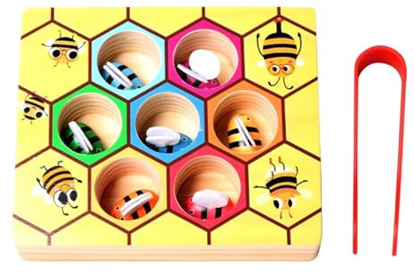 LLTCMYGS Jouet en Bois Abeille Montessori, Jouet De Motricité Fine pour Tout-Petits, Entraînement À La Concentration des Enfants