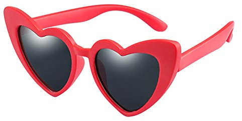 SKKWJEGE Lunettes de soleil polarisées en forme de cœur pour enfants Protection UV Rouge
