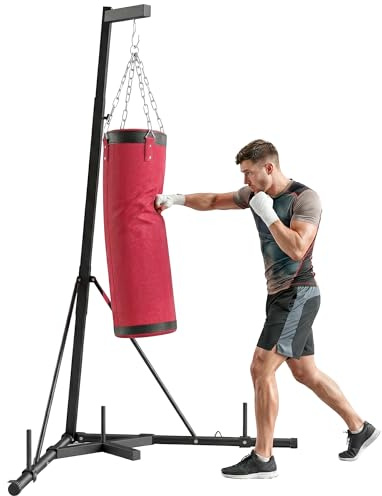 SPORTNOW Support Sac de Frappe Autoportant Robuste en Acier Rouge