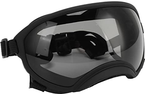 Yechiry Stora Hundglasögon Som Andas Justerbara Vindtäta och Dammtäta Solglasögon för Hundar Perfekt Present Utomhusbruk PC-material (Svart ram grå lins)