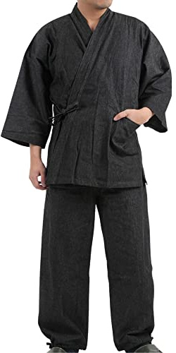 Edoten Men's Japan Kimono Denim Samue BK M