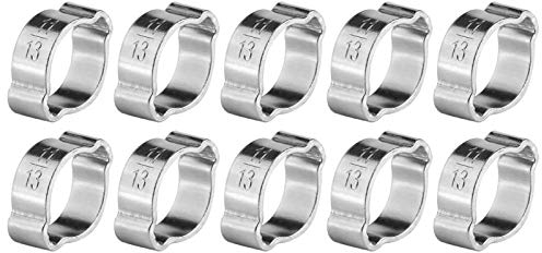 10pcs Collier de Serrage Clip à Ressort Tuyau Serre-joints à Tuyaux en Acier Inoxydable Deux-oreille(11-13Mm)