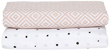 Motherhood 2er Set Swaddle & Burp Blanket Puckdecke Spuckdecke Einschlagtücher aus Baumwoll Musselin 100x120 cm, 100% naturreine Baumwolle - Öko-Tex Standard 100, Quadrate apricot