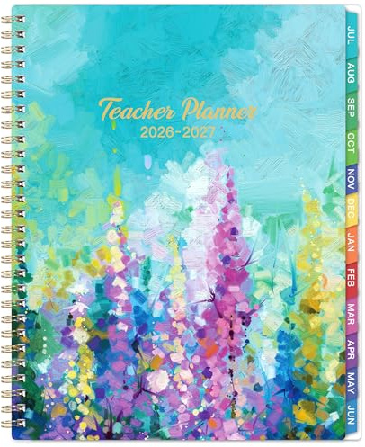 Teacher Planner 2026-2027 - Teacher Lesson Planner 2026-2027, July 2026 - June 2027, 8.3 x 11, Weekly & Monthly Lesson Plan Book for Teachers with Twin-Wire Binding for Teachers - Oil Painting