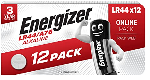 Energizer LR44 Batterie (12 Stück) - A76 Alkali Knopfzellen 1,5V - Quecksilberfreie - 3 Jahre lagerfähig [Amazon Exclusive]
