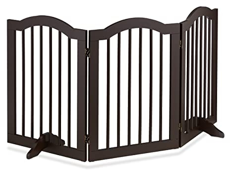 Relaxdays Absperrgitter, freistehend, klappbar, mit Füßen, HBT: 70 x 154 x 30 cm, Schutzgitter Hunde, Türgitter, braun
