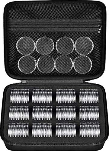 PAIYULE 96 Pieces 46mm Coin Capsules with Foam Gasket & Plastic Storage Box
