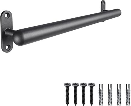 Dolibest Handlauf Metall, 91cm Treppenhandlauf Schwarz Wandhandlaufe Geländer Treppengeländer Haltegriff Innen Außen 3.3cm Runde Rutschfest Wandmontage Sicherheitsgriff für Jüngere/Kinder/Behinderte