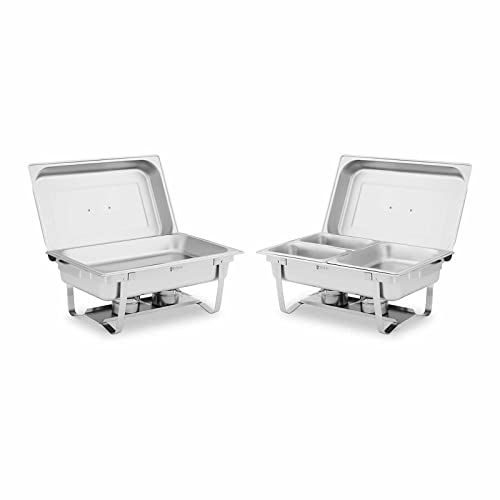 Royal Catering RCCD_RT20_2X9L Chafing Dish - Juego de 2 platos (2 unidades, 8 L, incluye recipiente GN, recipiente para conservar el calor Rechaud