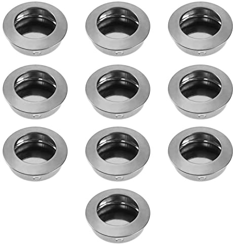 10pcs Poignées de Tirage Encastrées Rondes Poignée de Porte Coulissante Poignées de Tiroir Cachées Décoration pour Meubles Placard Armoire Porte d'armoire en Acier Inoxydable, Argent