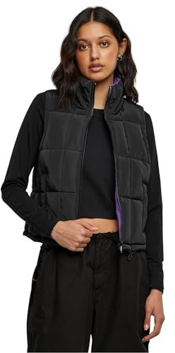 Urban Classics Damen Weste Ladies Reversible Cropped Puffer Vest black/realviolet S