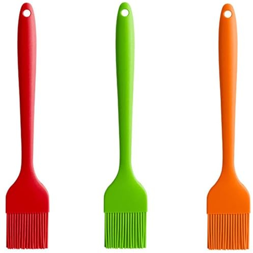 3 Pezzi Pennello per Olio, Spazzola per Pasticceria, Pennello da Pasticceria in Silicone, Pennelli da Forno Cucina, Pennello per Olio Riutilizzabile, per Dolci, Cibo, Cucinare