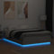 Faroom Holzbett Futonbett Bett 120 x 200 cm mit LED-Beleuchtung Bettrahmen Holzwerkstoff Einzelbett Doppelbett Bettgestell Grau Sonoma