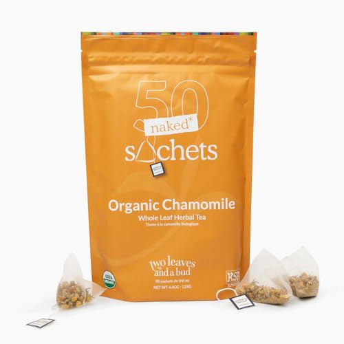 Two Leaves and a Bud Organic Chamomile Naked Tea Sachets, 50 Ct (Pack of 1)