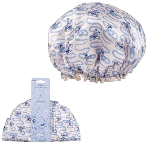 CERDÁ LIFE'S LITTLE MOMENTS | Gorro de Ducha Stitch Impermeable y Ajustable | Gorro Ducha Stitch Ideal para Ducha, Spa y Viajes
