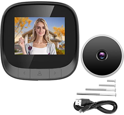 Visor de puerta digital de Klanata con cámara HD, pantalla LCD de 2.4 pulgadas, monitoreo infrarrojo y timbre, mirilla inteligente para seguridad en el hogar
