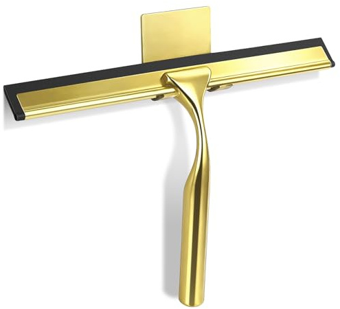 Suimlmta Duschskrapa guld 25 cm fönster badrum skrapa metall dusch skärm torkare med krok fönsterskrapa rengörare för dusch glasdörr