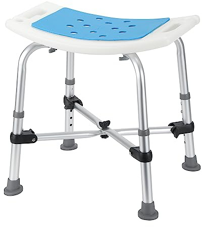 Monucep Taburete de ducha, silla de ducha ajustable en altura para personas mayores, antideslizante, asiento de ducha con doble viga transversal reforzada, silla de baño para bañeras con soporte de