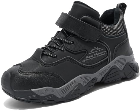 Unitysow Bottes de randonnée imperméables pour enfants, chaussures de marche pour enfants, chaussures de trekking, de camping, d'escalade, Noir , 34 EU