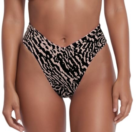 geluboao Women Sexy V Cut Cheeky Bikini Bottoms Mid Waist High Cut Swim Bathing Suit Bottoms Leopard XXL