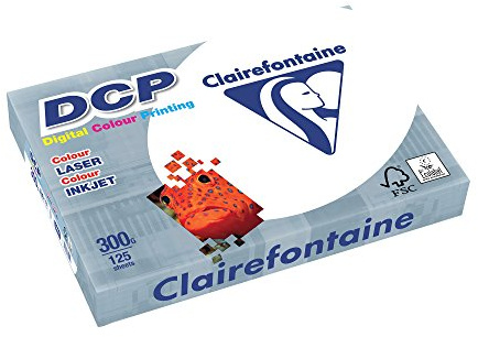 Clairefontaine 3801C skrivarpapper DCP Premium kopieringspapper för färgintensivt bildtryck, DIN A4, 21 x 29,7 cm, 300 g, 1 ries med 125 ark, vit