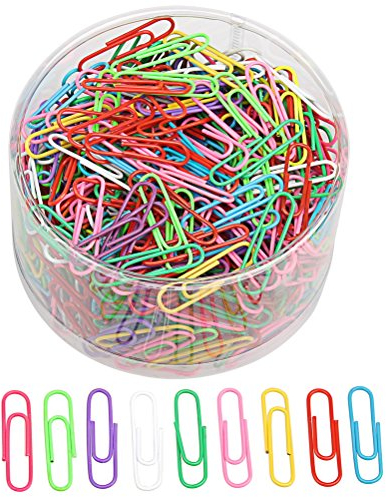 nuoshen 500 Stück Büroklammern, 33mm Briefklammern Bunt Paper Clips Büroklammer Metall mit Aufbewahrungsbox für Papiere Schule Bürobedarf