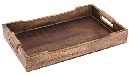 Tablett Serviertablett Holz Mango braun Holztablett Deko Dekotablett Dunkelbraun (Mittel (38 x 25 cm))