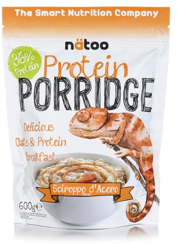 NÄTOO Porridge Proteico 600g, 36% Proteine, Porridge Istantaneo con Fiocchi di Avena, Ideale per Colazione Proteica o Snack Proteici, Gusto Sciroppo d'Acero