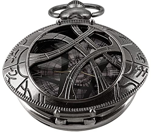 Tiong Doctor Strange Black Hollow Eye Shape Quartz Pocket Watch, Men's Pocket Watch with Chain, Quartz Pocket Watch Jewelry Pendant Necklace Chain
