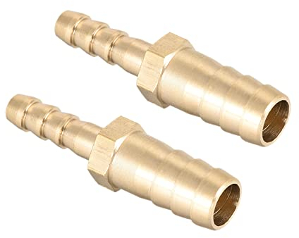 QUARKZMAN 10mm à 6mm Dia Droit Laiton Raccord cannelé Tuyau Raccord Réducteur x 2PCS Droit Connecteur Adaptateur pour Tuyau Connexion, [Doré]