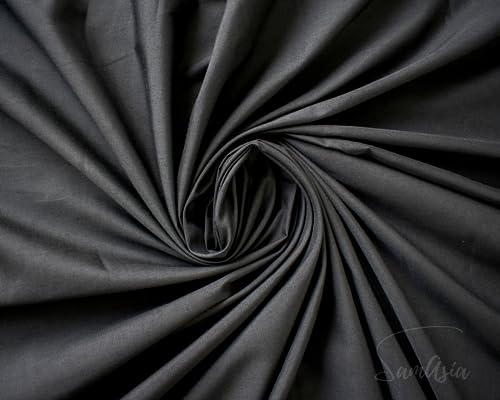 Plain Black Polycotton Fabric for Dressmaking, Art & Craft, Sewing, Quilting | 45'' - 115 cm Wide| Precut Length 10m