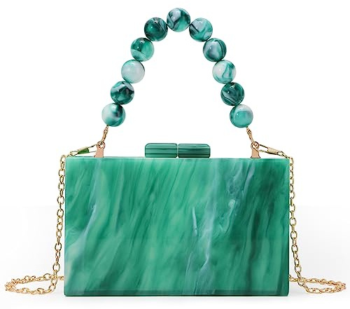 Fecialy Mujeres Acrílico Embrague Bolso Cuentas Tarde Bolso Mármol Embrague Formal Fiesta Boda Nupcial Crossbody Bolsa