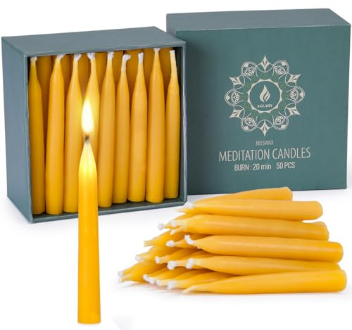 20 minuter rena bivaxljus, droppfria meditationsljus, mini avsmalnande ljus, set med 50 utan ljushållare i mässing