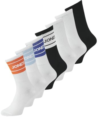 JACK & JONES JACJERRY TENIS SOCKS 7 PACK SN, Blanco/paquete: blanco, negro, negro, blanco, blanco, Talla única