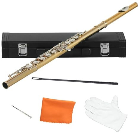 Flauto Do Foro Chiuso Chiave in argento dorato 16 fori aperti chiusi Chiave C Strumento musicale da concerto professionale per flauto traverso