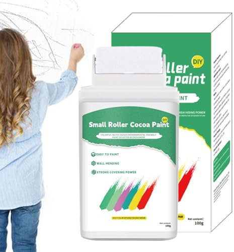 White Touch Up Paint for Walls - 100 g Latex Paint Wall Repair Paste, White Ceiling Paint Water-based with Roller Brush for Repair Flat Ceiling Walls on the Wall