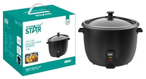 Winning Star Cuiseur de Riz Électrique, 700W, 1,8L, Mini Cuiseur Vapeur, 28,4 x 23,9 cm, Noir