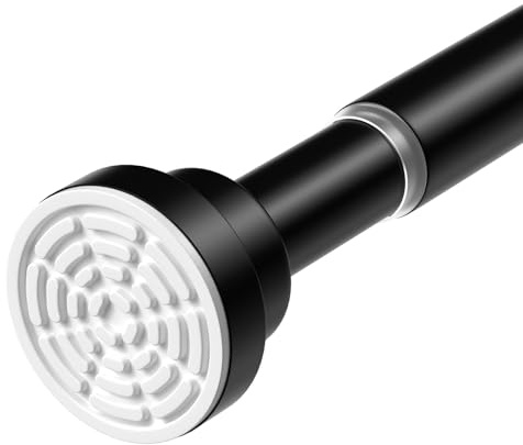 Asta telescopica nera, 115 – 200 cm, senza foratura, asta telescopica per tende, asta per tende, asta per tende da doccia, 200 cm