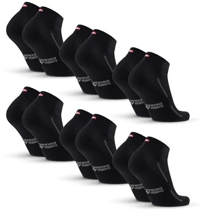 DANISH ENDURANCE Kurze Sportsocken aus Bio-Baumwolle, 3 & 6 Paar, Schwarz, 43-47