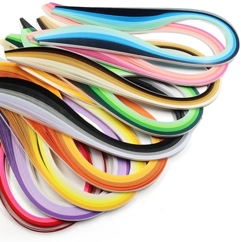 Zorfeter 9 uppsättningar flerfärgad quilling pappersremsor kit 900 remsor 42 färger, 3 mm bredd, 21.26in / 54 cm längd