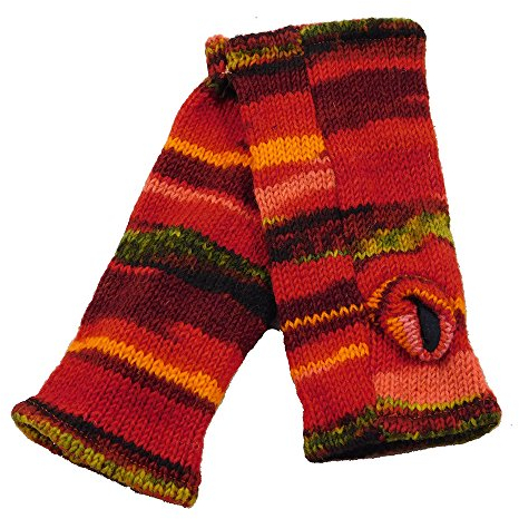 musimon Handstulpen Pulswärmer Stulpen Wolle gestrickt Fleecefutter bunt (rot)