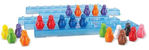 Learning Resources Juego Matemático Manipulativo Penguins on Ice – Set de Pingüinos de Colores y Barras de Hielo – para Niños 5+ Años – Actividades de Conteo y Clasificación