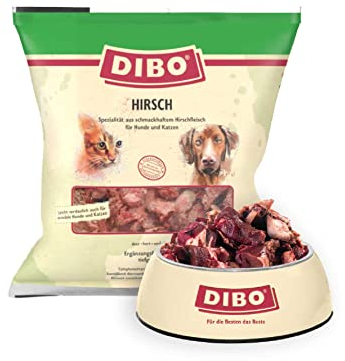 DIBO Hirsch, 6 x 1.000g-Beutel, Tiefkühlfutter, gesunde, natürliche Ernährung für Hunde, Hundefutter, Barf, B.A.R.F.