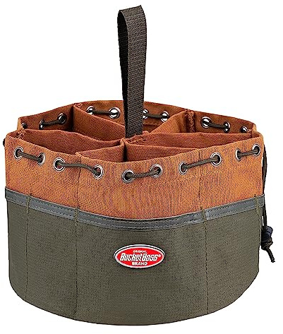 BucketBoss 25001 Canvas Organizer Parachute Bag with 19 Pockets for Nails,Screws, and Bolts in Brown