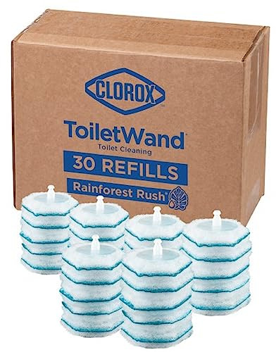 Clorox ToiletWand Toilet Cleaning Refills, Spring Cleaning Essential, Disinfecting Scrubbing Pads, Rainforest Rush, 30 Count