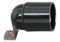 Kopp Isolierstoff-Fassung E27, mit Befestigungswinkel, Material: Baketlit, schwarz, 214015085